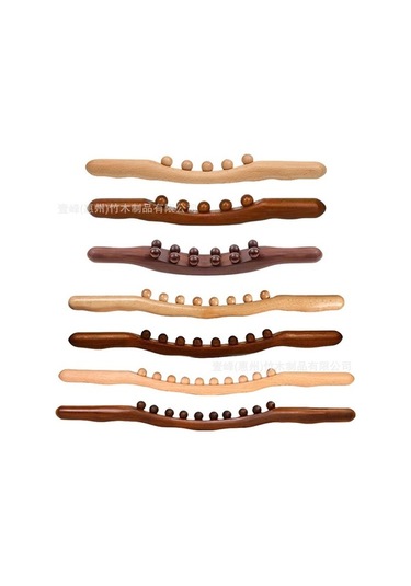 Novahub Carbonized 10+12-bead Beech Wood Massage Stick 58.5cm, Kahverengi, For Body/tendon Scraping Kahverengi