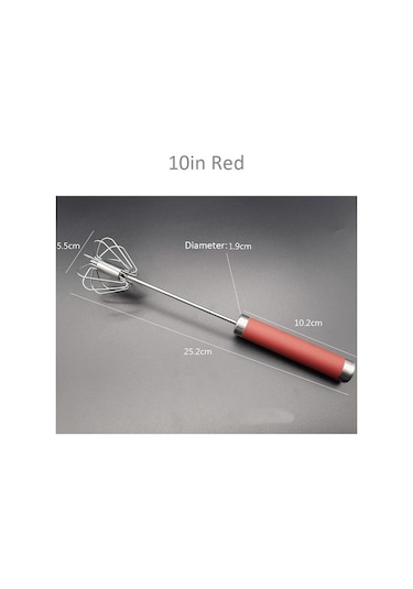 Yasammerkezi 10 Inç Kırmızı Stil 304 Paslanmaz Çelik Yumurta Çırpma Yarı Otomatik Yumurta Çırpıcı Manue Ahşap