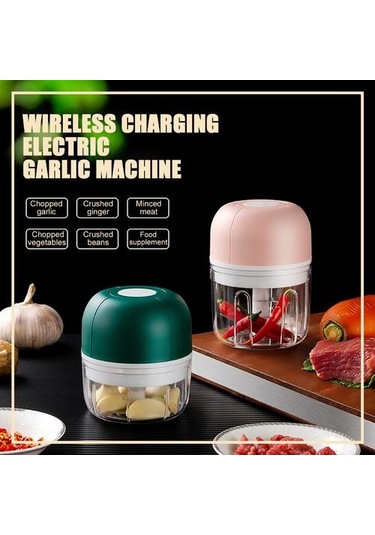 100ml Mini Usb Elektrikli Sarımsak Masher Sağlam Basın Kıyma Sebze Biber Yemindir Food Chopper Mutfak Aletleri Pembe Ahşap