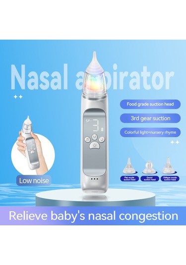 Samdoo Bebek Elektrikli Burun Emici, 3 Seviye Süçme, 65kpa Maksimum Güç, 58db Sessiz, 10 Müzik, Renkli Işık, Dahili Pil, 3 Silikon Uç, Saklama Kutusu