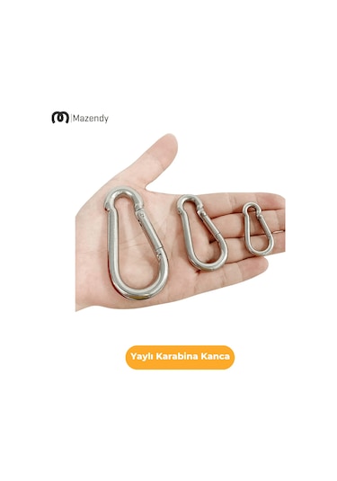 6x60 Mm Düz Yaylı Karabina Kanca 5 Adet Paslanmaz Çelik Aparat