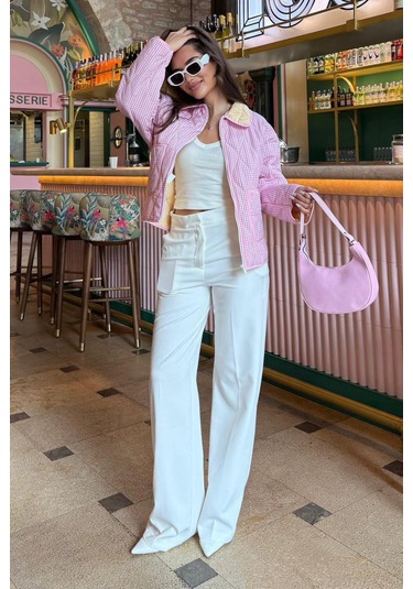 Pembe Pötikareli Cepli Kadın Mont Mg2488 Pembe