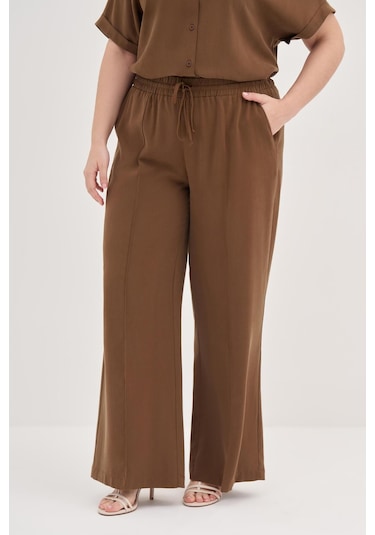 Beli Lastikli Cepli Palazzo Pantolon-1799 Kahverengi
