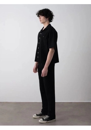 Erkek Çocuk Oversize Gömlek Pantolon Takım-15540 Siyah