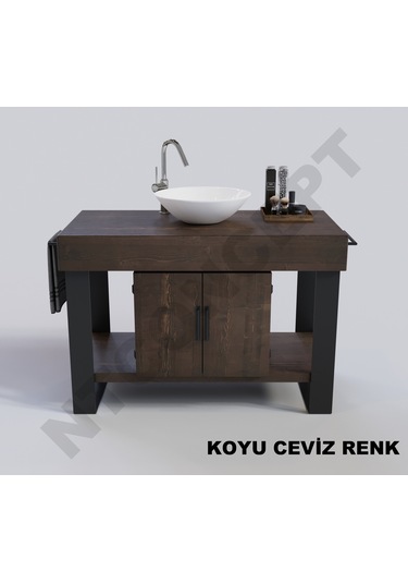 Ntconcept Miha Masif Ahşap Lavabo Dolabı Hilton 70Cm Açık Ceviz