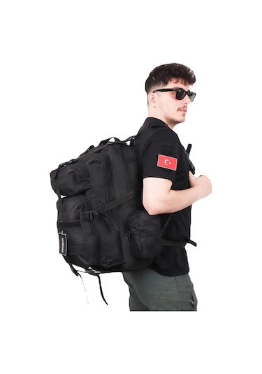 Siyah 45 Lt Taktik Sırt Çantası - Fonksiyonel Outdoor Tactical Ça Siyah