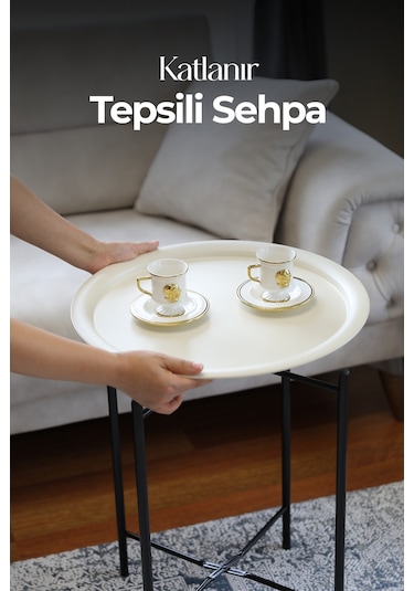 Katlanır Tepsili Çıkarılabilir Tepsili Koltuk Yanı Sehpa