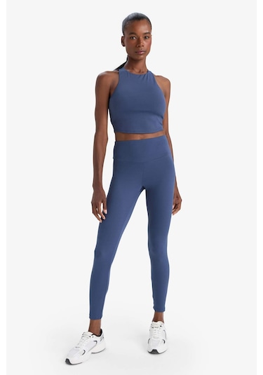 Defacto Defactofit Yüksek Bel Baskılı Beli Saran Esnek Kumaş Sporcu Tayt B4147ax25auın231 İndigo