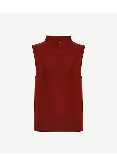 Yargıcı Regular Yarım Balıkçı Yaka Kolsuz Kol Kazak 25kktr2003x 043 Kırmızı