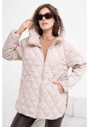 FTZ Women Ftz Kadın Kapitone Kaban Beige 30966 Beige Bej
