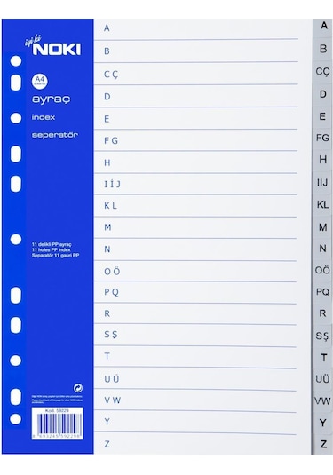 Noki Seperatör Ayraç A-z Türkçe Harf 59229