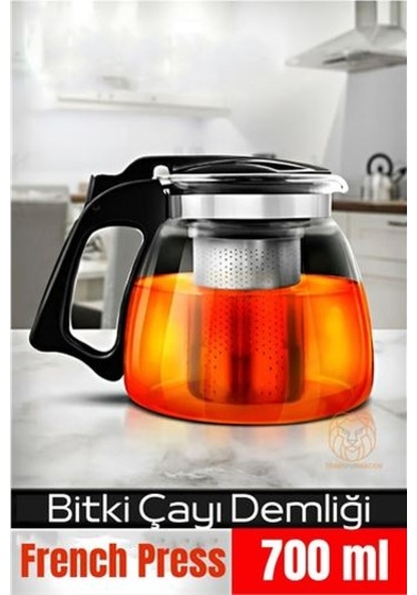 Süzgeçli French Press Cam Demlik 700 Ml Bitki Çayı Demliği