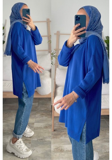 Anje Triko Tunik - Saks Mavi Saks