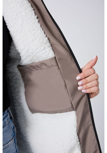 Montland Kadın Vizon İçi Kürklü Su Ve Rüzgar Geçirmez Kapüşonlu Kışlık Mont Vizon