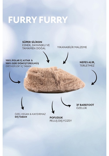 Hopfrög Kids Furry Bej Kürk Barefoot Patik Bej