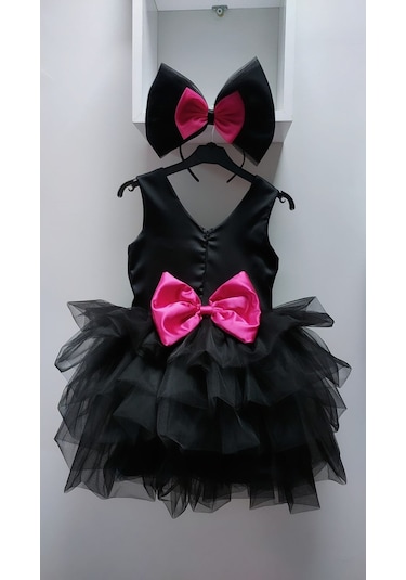 Black Pink Kız Çocuk Elbise Siyah