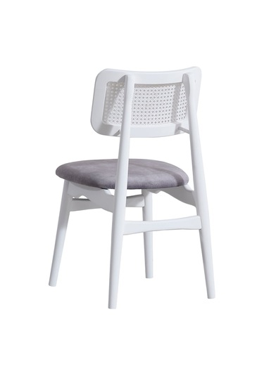 Helios Hazeranlı Ahşap Bohem Sandalye Beyaz - Gri