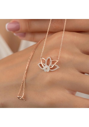 Gümüş Pazarım Lotus Çiçeği Kadın Gümüş Kolye