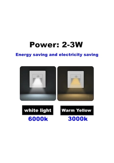 Sıcak Beyaz Kızılötesi Hareket Sensörü Merdiven Işıkları Kapalı Açık Merdiven Basamağı Duvar Lambası 3 W Gömme Led Aplik 55024390 Sıcak Beyaz