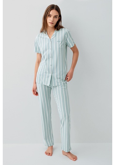 Pierre Cardin Kadın Yeşil Gömlek Pijama Takım Pc9153-s-v1 Yeşil