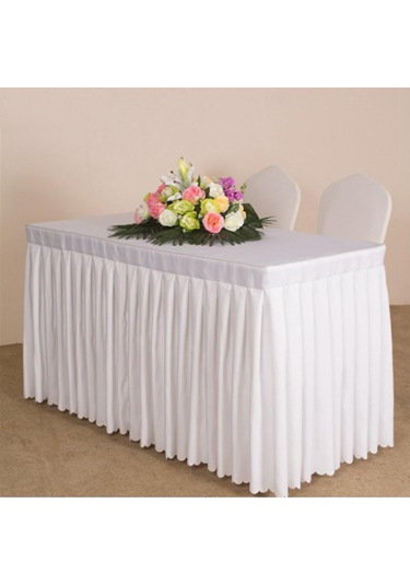 Suntek 47 'ev Masa Örtüsü Etek Düğün Ziyafet Parti Beyaz
