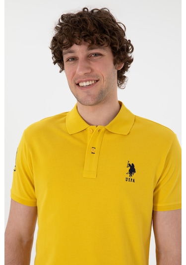 U.S. Polo Assn. Erkek Slim Fit Polo Yaka Sarı Basic Tişört 50305929-VR094