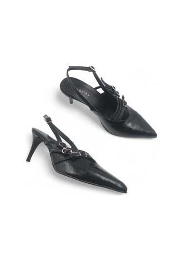 Claus Siyah Sivri Burun Stiletto Topuklu Ayakkabı Siyah
