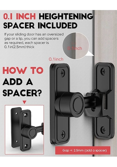 Ccgloball Ağır Kapı Mandalı 90 Derece Sağ Açı Ahır Kapı Kilidi Anti-hırsızlık Sürgülü Kapı Kilidi Mandalı Bahçe Siyah