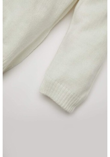 DeFacto Kız Bebek Bisiklet Yaka Basic Düz Triko Kazak X8187A224AUER100 Ekru