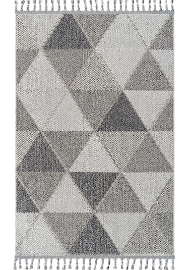 Cool Halı Bress 1401 Gri Hav Toz Vermez Hasır Dokulu Salon Mutfak Antre Bukle Örgü Modern Desen Halı