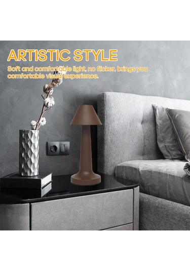 Geeroyoo Masaüstü Metal Dekoratif Led Lambası - Usb Şarjlı Dokunmatik Kontrol - Üç Renk Işığında + Sürekli Parlaklık Ayarı - Uzay Gümüşü B Tipi Gümüş