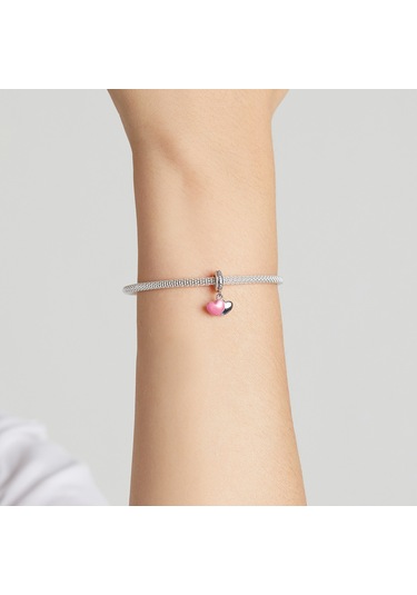 S925 Ayar Gümüş Çift Aşk Kolye Dıy Bilezik Kolye Aksesuarları Çok Renkli