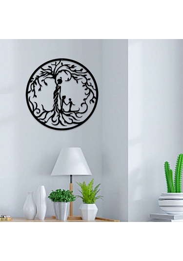 Konesam Metalik Duvar Dekoru, Yaşam Ağacı Figürü, Ev Ve Bahçe İçin Dekoratif Sanat Parçası, 30x30cm