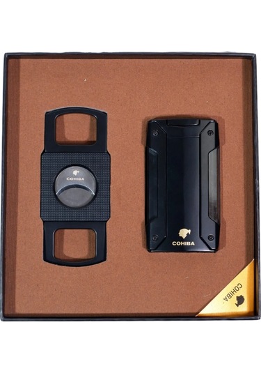 Cohiba Çakmak Kesici İkili Siyah Puro Seti - Tr9263