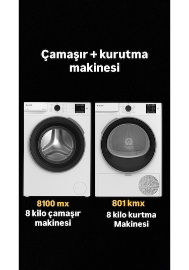 Arçelik 8100 MX Çamaşır Makinesi-801 KMX Kurutma Makinesi