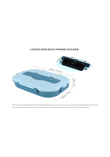 Hangfox 1500ml Mavi 4 Bölmeli Paslanmaz Çelik Termos Yemek Kutusu - İşçi Çanta İçin Taşınabilir, Çorba Kasesi Ve Besteği Dahil Çok Renkli