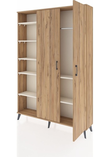Arges Dolap 7 Raflı 2 Kapaklı Tek Askılı 132x30x195 Çam-çam/a... Çam