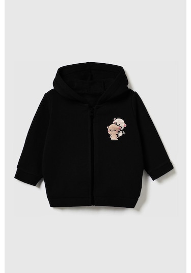 Luess Unisex Çocuk %100 Pamuklu Kedi Nakışlı Kışlık Hırka -siyah 3-4 Yaş 8-9 Yaş Siyah