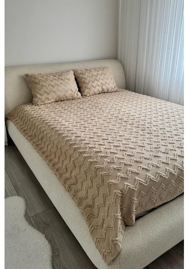 Çeyiz Diyarı Lumpa 2 Parça Tek Kişilik Pike Takımı Bej Bej