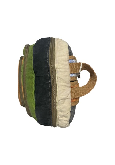 Kaliteli Vintage Salaş Yıkama Kumaş Disayn Günlük Gezi Okul Sırt Çantası 30cmx40cm Turuncu - Haki