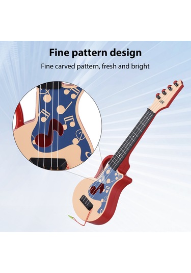 Ruicoo Başlangıçcılar İçin Çalınabilir 54 Cm El Taşınabilir Not Desenli Kırmızı Ukulele Enstrümanı