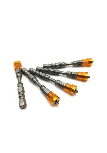 Sarı 5 Adet Ph2 Manyetik Tornavida Bit Kaymaz S2 Çelik Elektrikli Tornavida Seti 1/4 "hex Shank Tek Kafa Elektrikli El Aletleri 6671