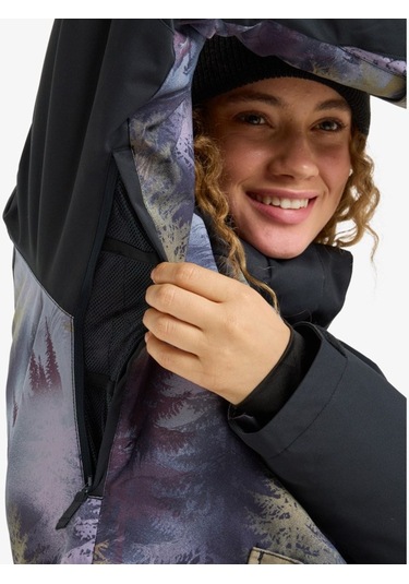 Roxy Jetty Block Jk Kadın Frost Gray - Plaid 1 Snowboard Ceketi Erjtj03528-slr1 Siyah - Mor