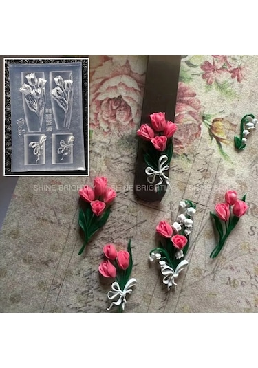 1 Adet Manolya Çiçek Yılan Gül Çiçek 3d Akrilik Tırnak Kalıp Nail Art Süslemeleri Silikon Damgalama Plakaları Tırnak Aksesuarları Amber