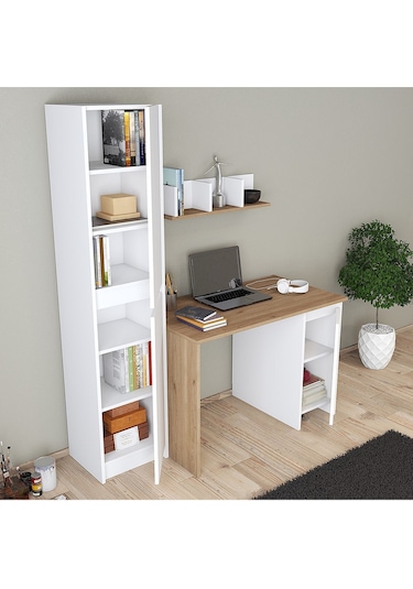 Umg Mobilya Ege-astira Çalışma Masası, Bilgisayar Masası Meşe - Beyaz