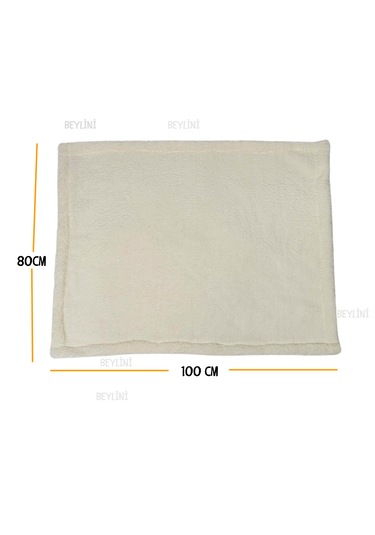 Beylini Peluş Kedi Köpek Battaniyesi Yıkanabilir 80 x 100 CM Krem