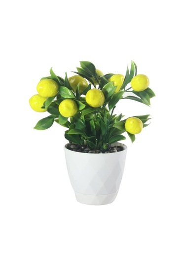 Yapay Çiçek Limon Ağacı Beyaz Saksıda Ve Dekoratif