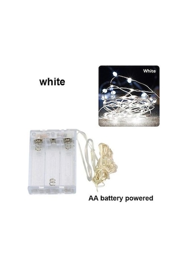 Beyaz 10m 5m 3m 2m Bakır Tel Led Tinsel Garland Akülü Peri Led Dize İşıklar Tatil Noel Düğün Parti Dekor 3m Beyaz