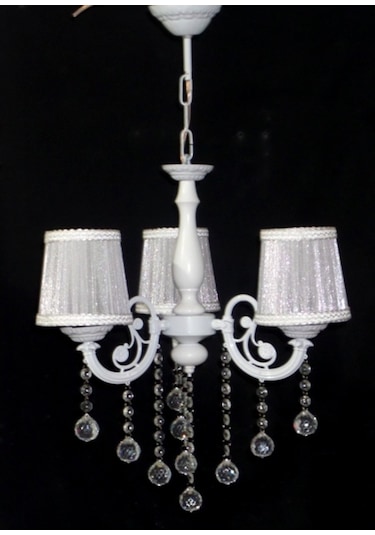 3 Kollu Beyaz Taşlı Avize