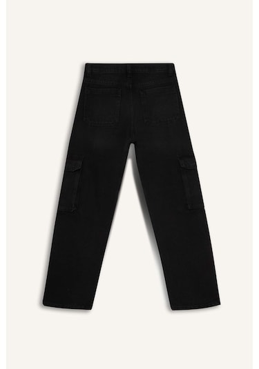 Defacto Erkek Çocuk Kargo Fit Düz Paça Jean Pantolon F0489a825aunm40 Siyah